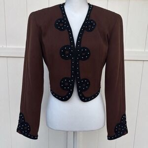 Double D Ranch VTG Bolero Jacket Women's Medium Studded Embroidered Western